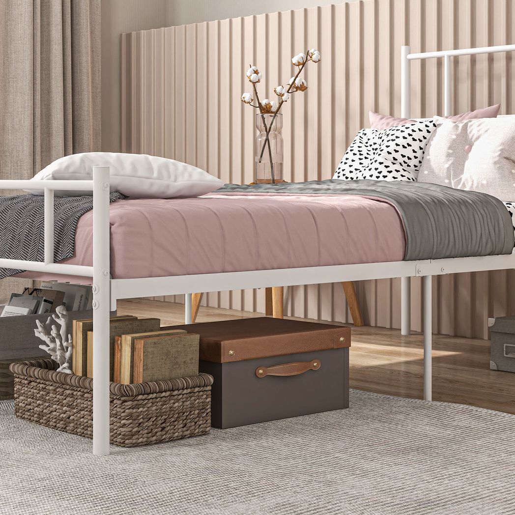 SvvalkaSingle Metal Bed Frame w/ Headboard and Footboard, Underbed Storage Space