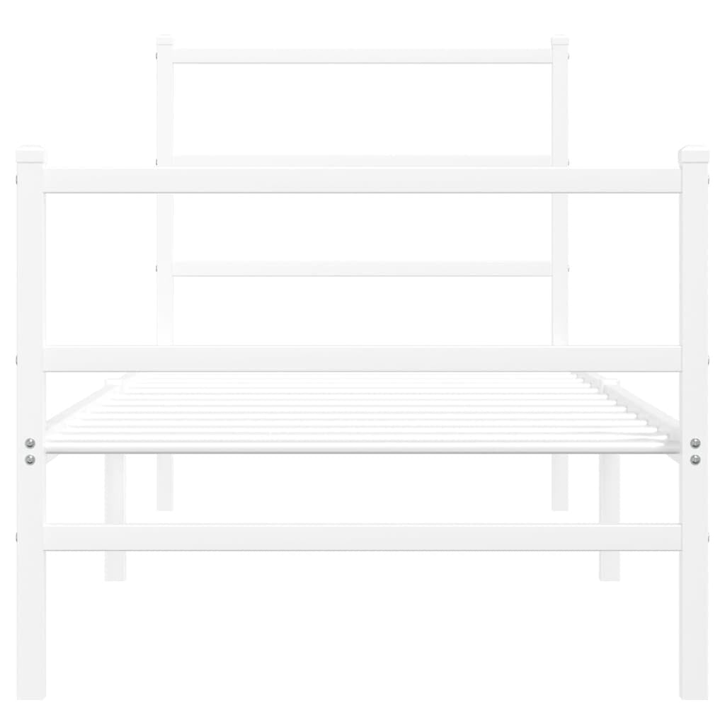 Metal Bed Frame with Headboard and Footboard?White 80x200 cm