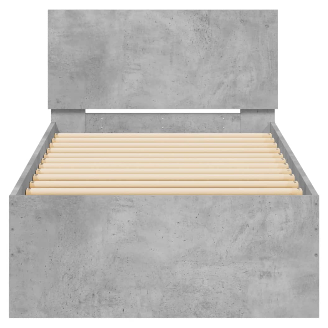 Bed Frame with Headboard Concrete Grey 90x190 cm Single Engineered wood