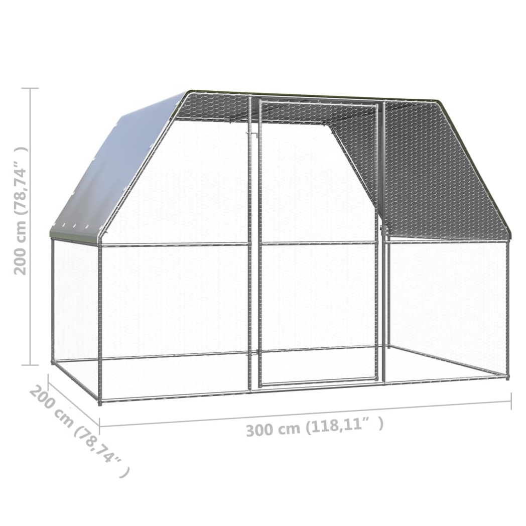 Chicken Cage Silver and Grey 3x2x2 m Galvanised Steel