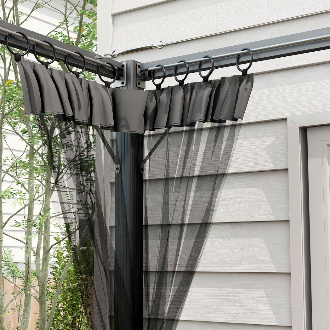 3 x 3 m Pergola with Retractable Roof and Netting, Dark Grey