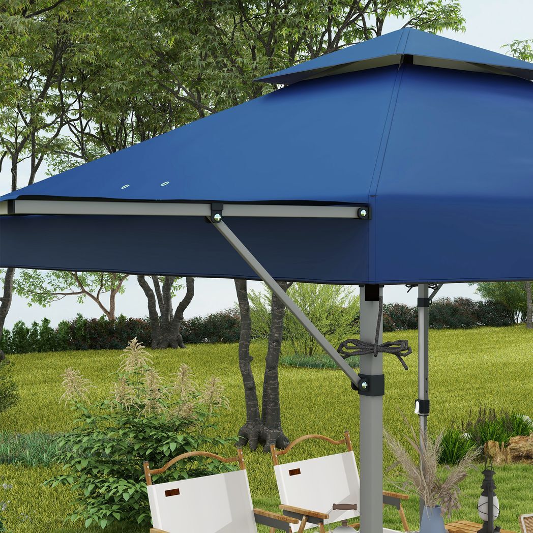 Svvalka 5 x 3(m) Pop Up Gazebo, Instant Shelter with Extend Dual Awning, Blue