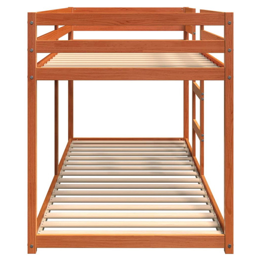 Bunk Bed Wax Brown 75x190 cm Solid Wood Pine