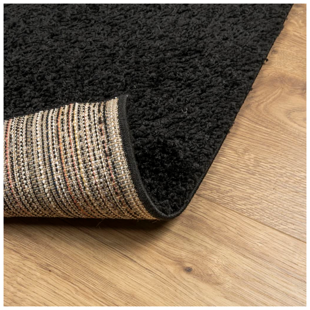 Shaggy Rug PAMPLONA High Pile Modern Black 100x200 cm