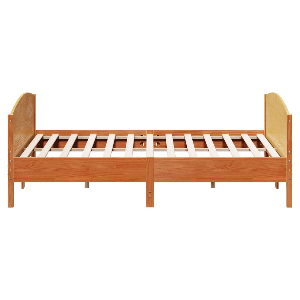 Bed Frame with Headboard Wax Brown 200x200 cm Solid Wood Pine