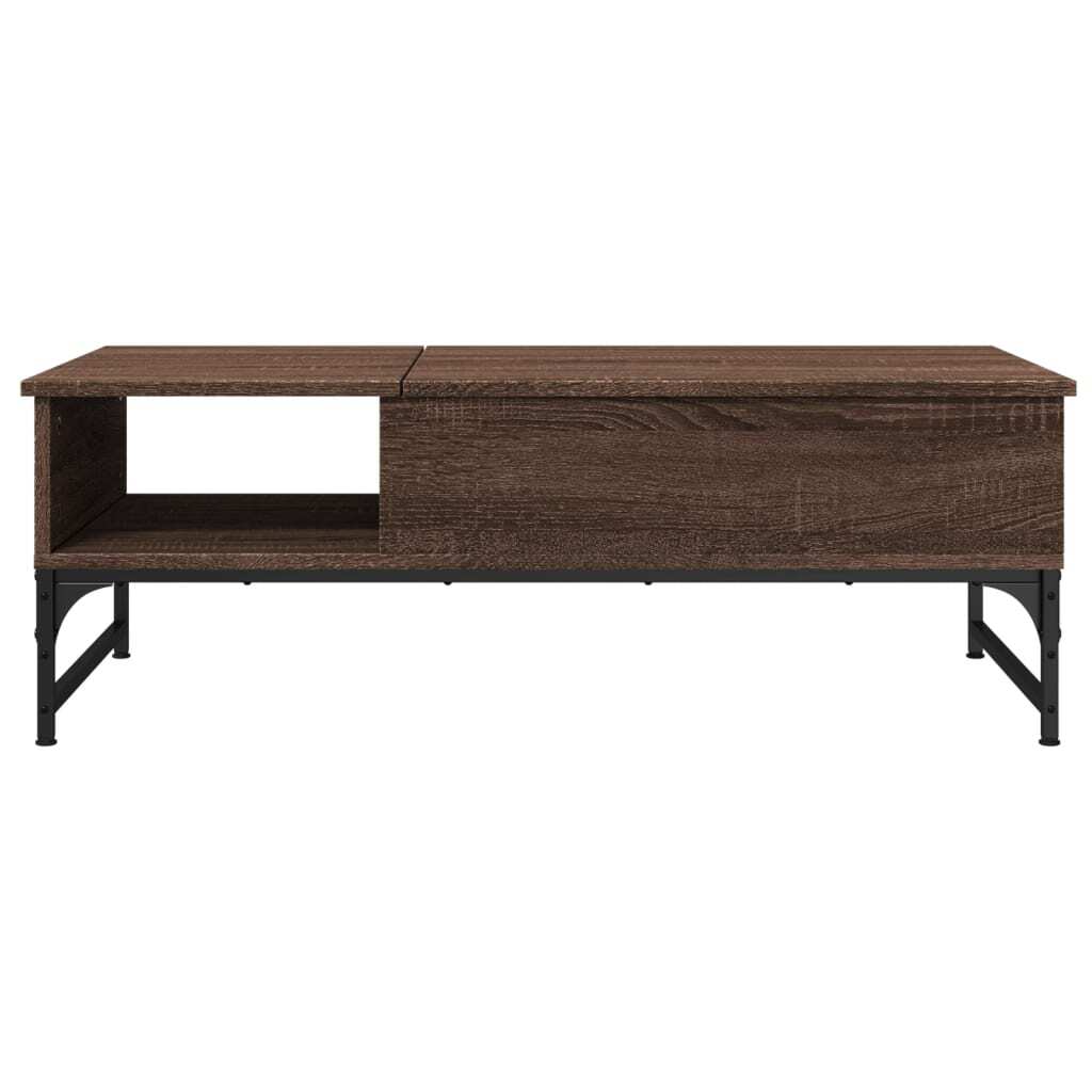 Coffee Table Brown Oak 100x50x35 cm Engineered Wood and Metal