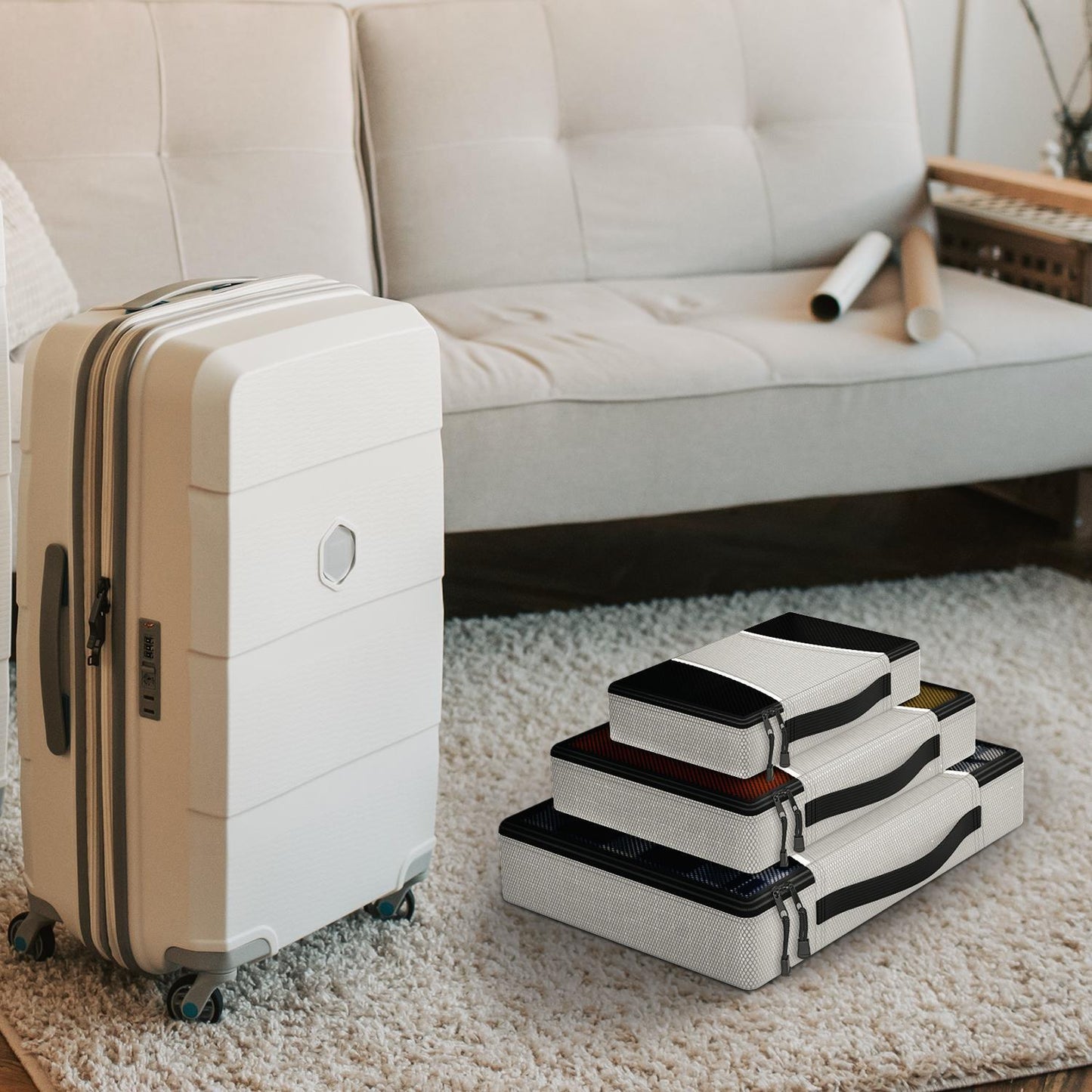 Vinsani 3pk packing cubes light grey 1010130