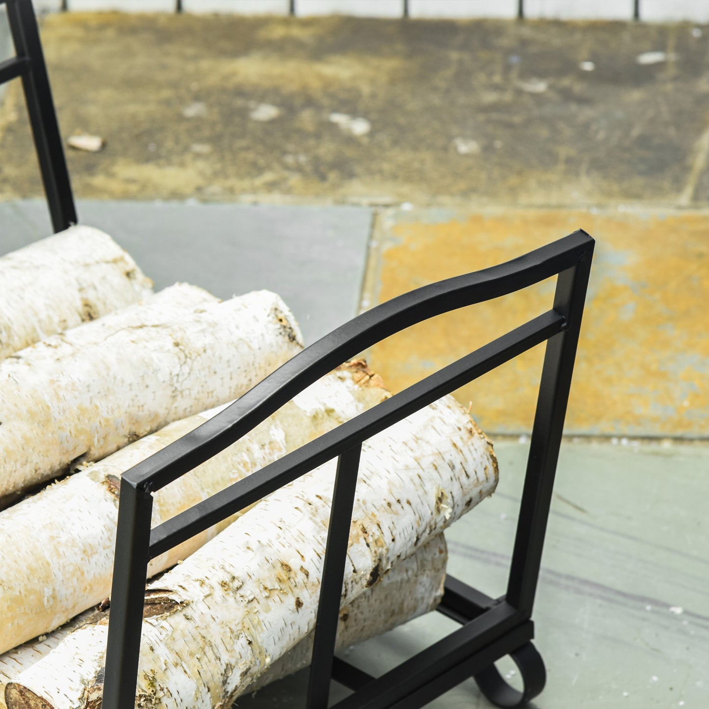 Firewood Log Rack Log Holder Wood Storage Rack with Scrolls Foldable In Outdoors