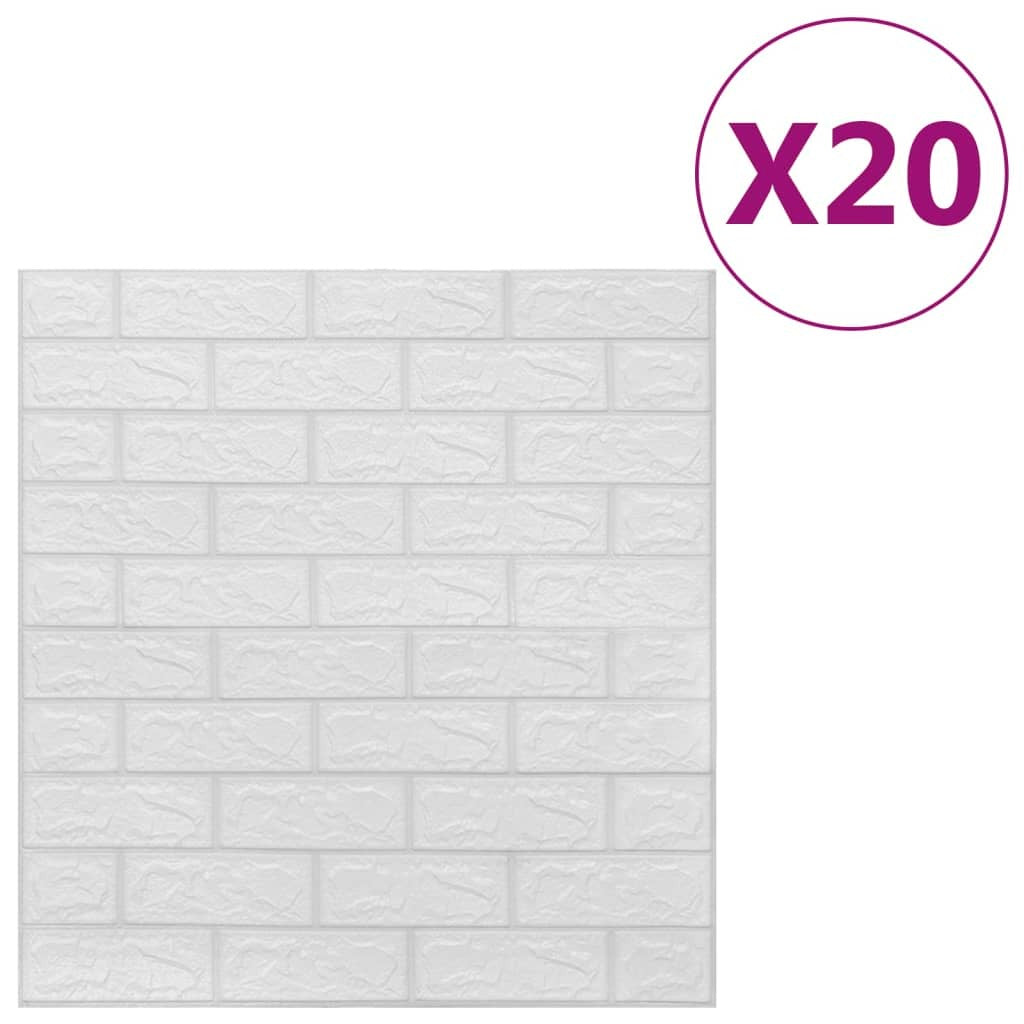 3D Wallpaper Bricks Self-adhesive 20 pcs White
