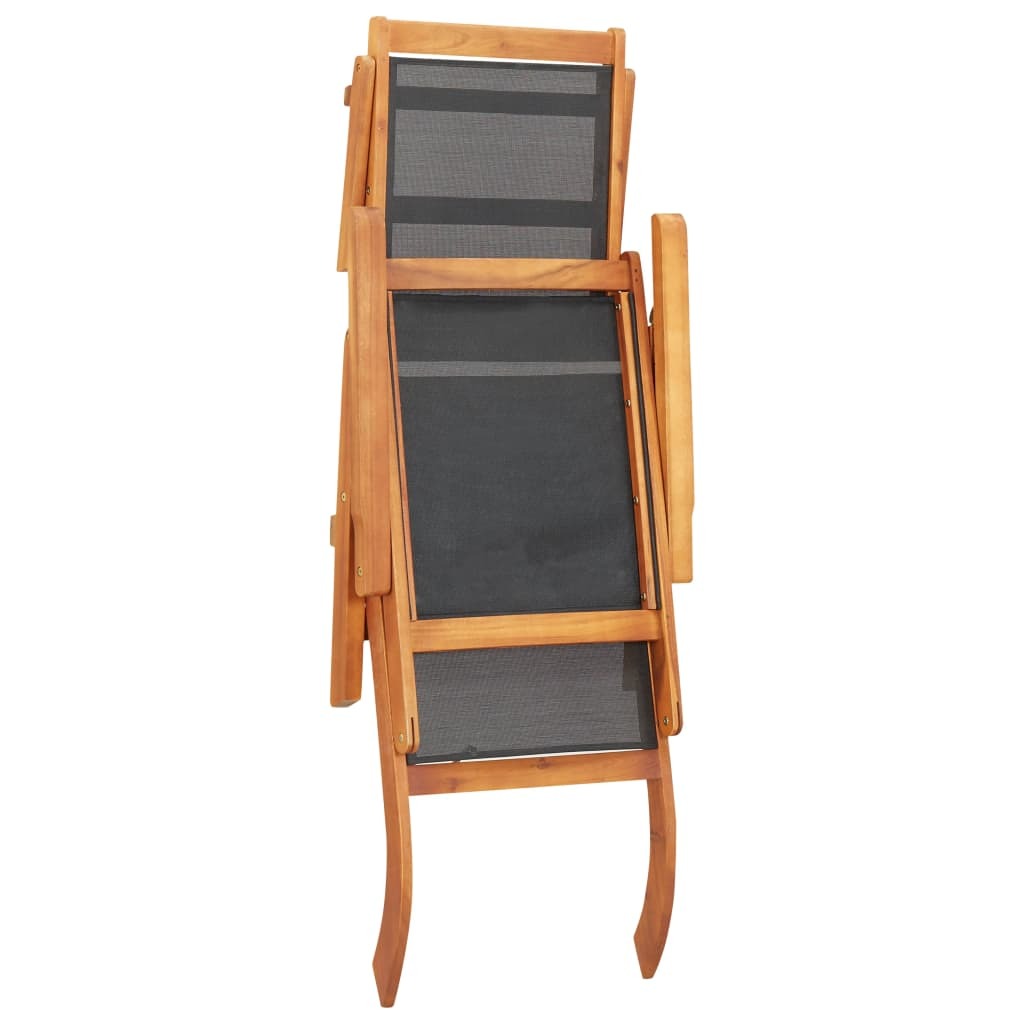Sun Lounger Solid Acacia Wood and Textilene