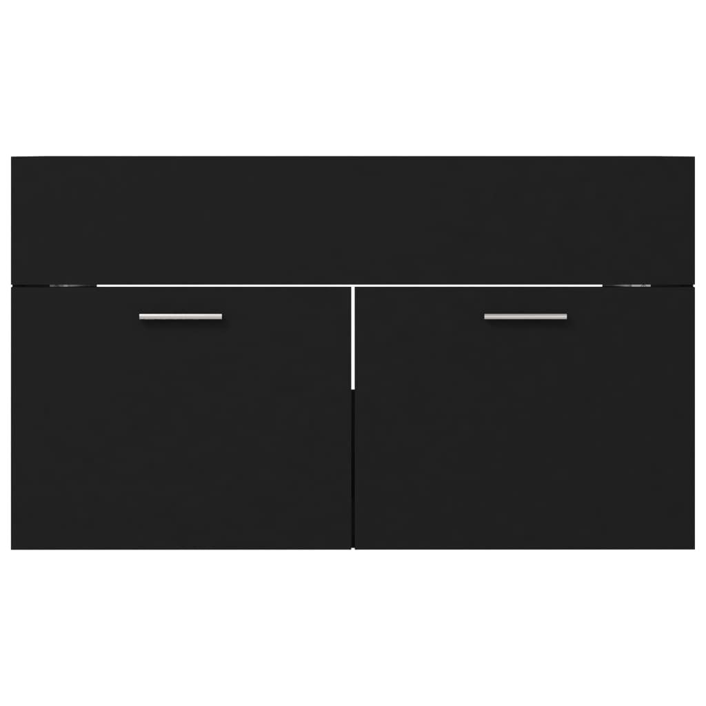 Sink Cabinet Black 80x38.5x46 cm Engineered Wood