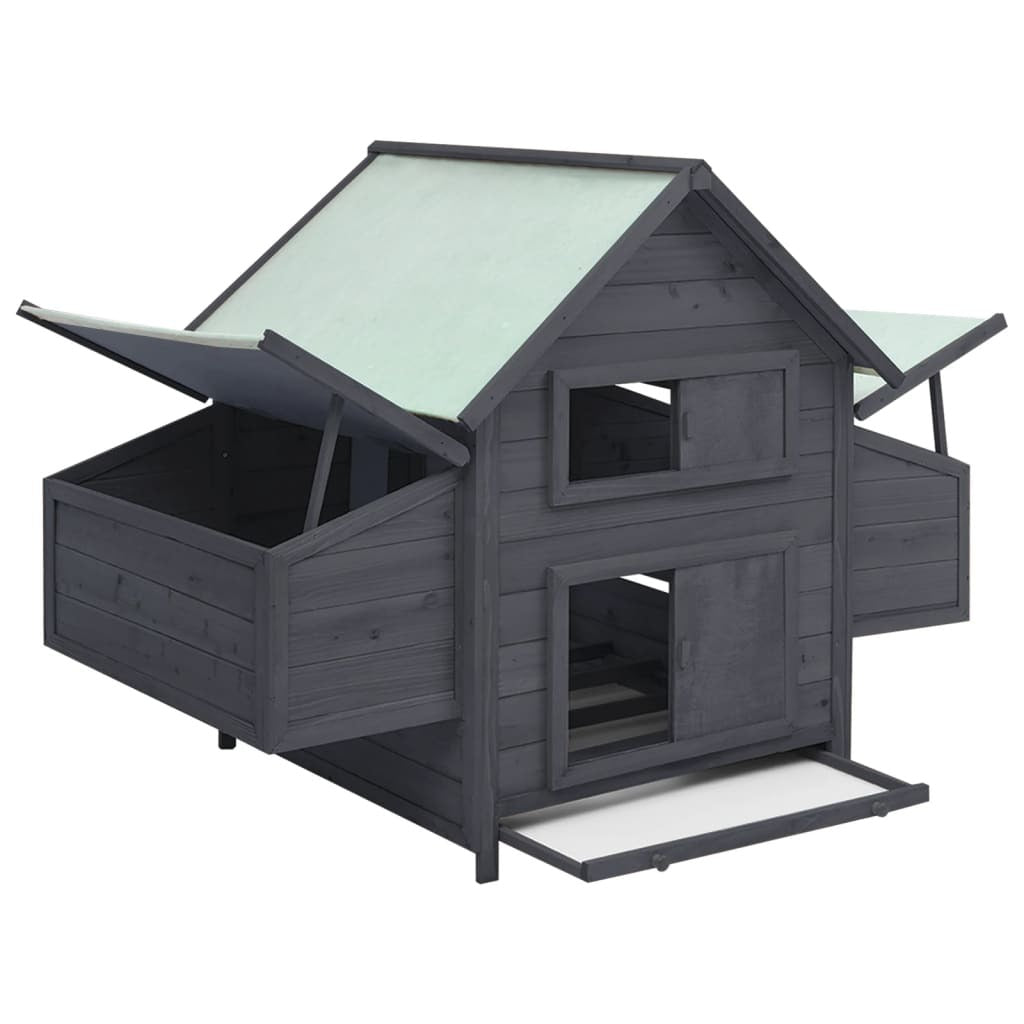 Chicken Coop Grey and White 152x96x110 cm Solid Firwood