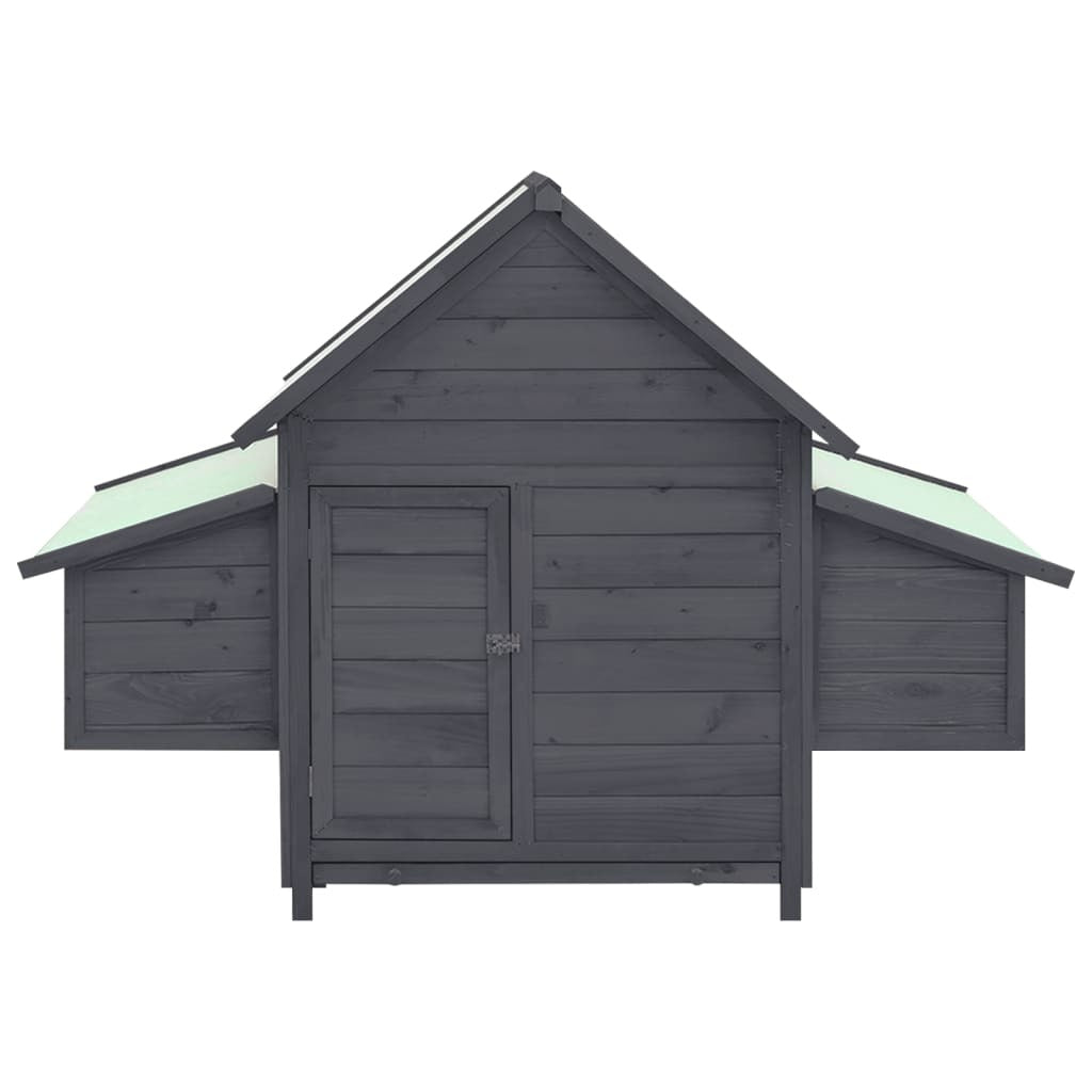 Chicken Coop Grey and White 152x96x110 cm Solid Firwood