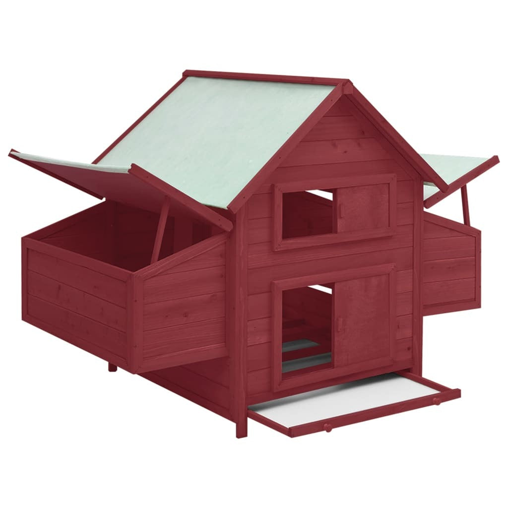 Chicken Coop Red and White 152x96x110 cm Solid Firwood