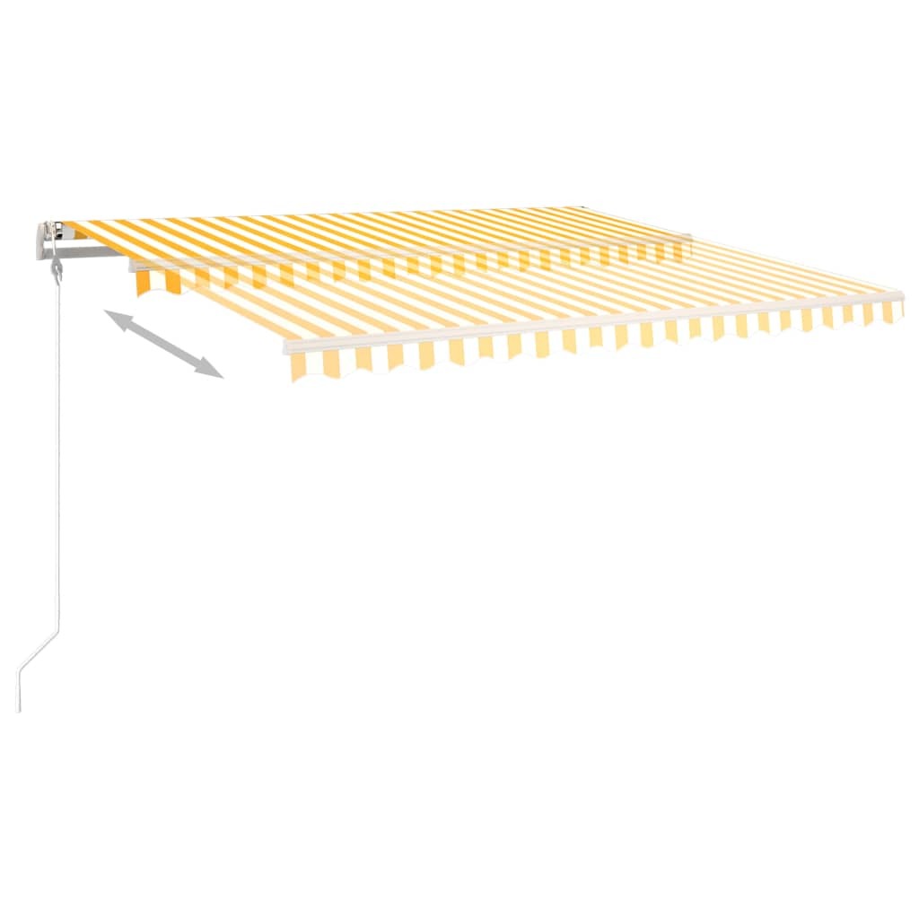 Manual Retractable Awning with Posts 4x3.5 m Yellow and White