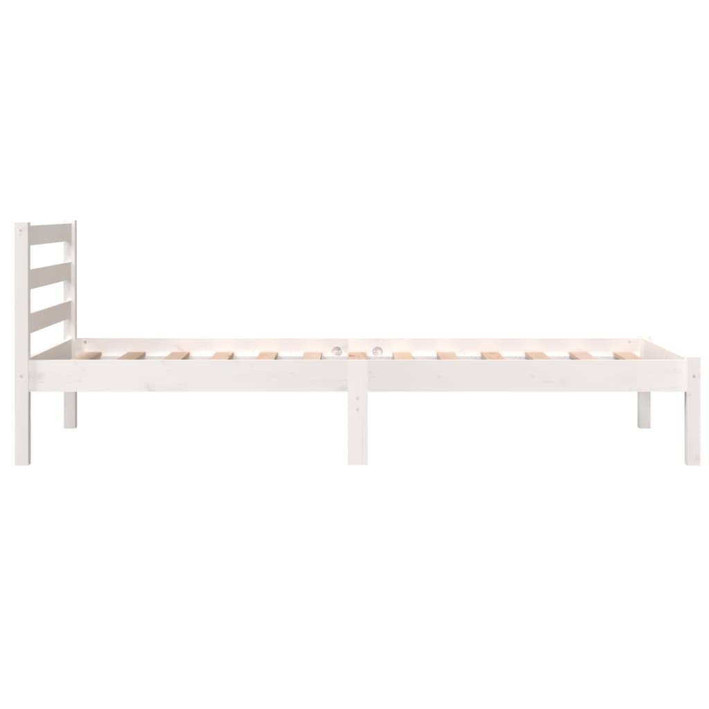 Bed Frame Solid Wood Pine 75x190 cm Small Single White