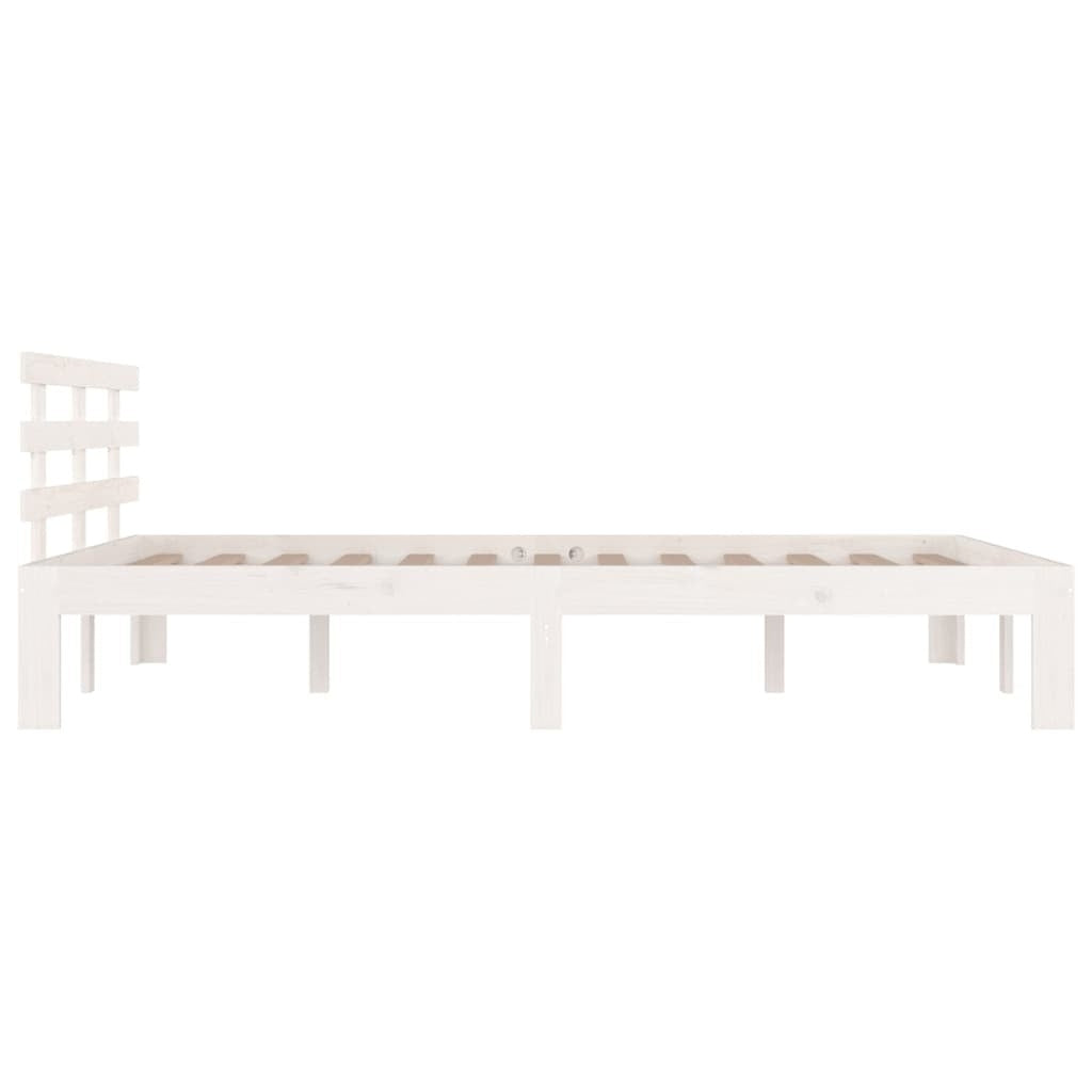 Bed Frame White Solid Wood 180x200 cm 6FT Super King