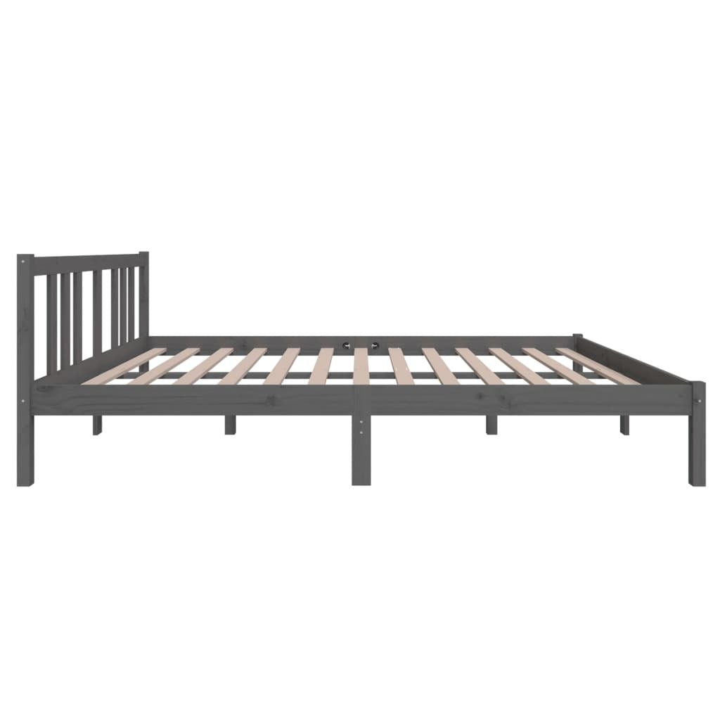 Bed Frame Grey Solid Wood 140x200 cm