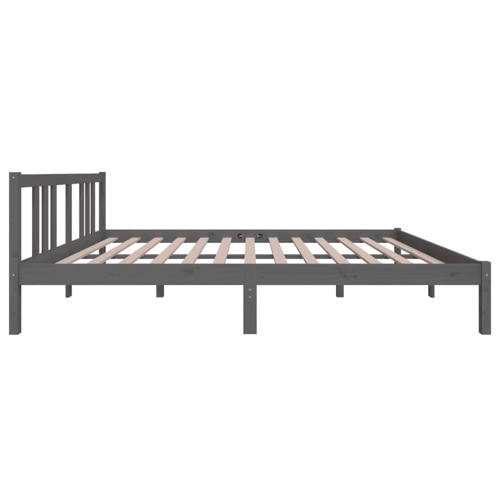 Bed Frame Grey Solid Wood 150x200 cm 5FT King Size