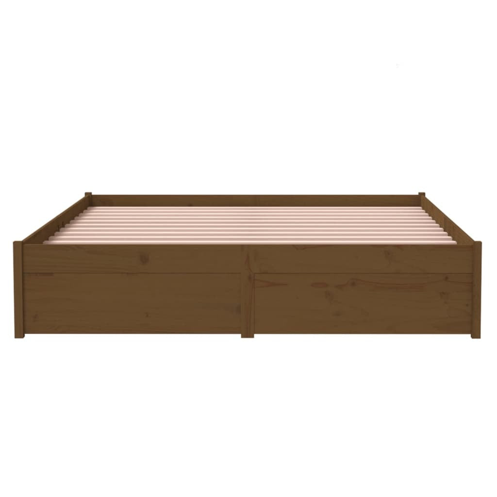 Bed Frame Honey Brown Solid Wood 140x200 cm