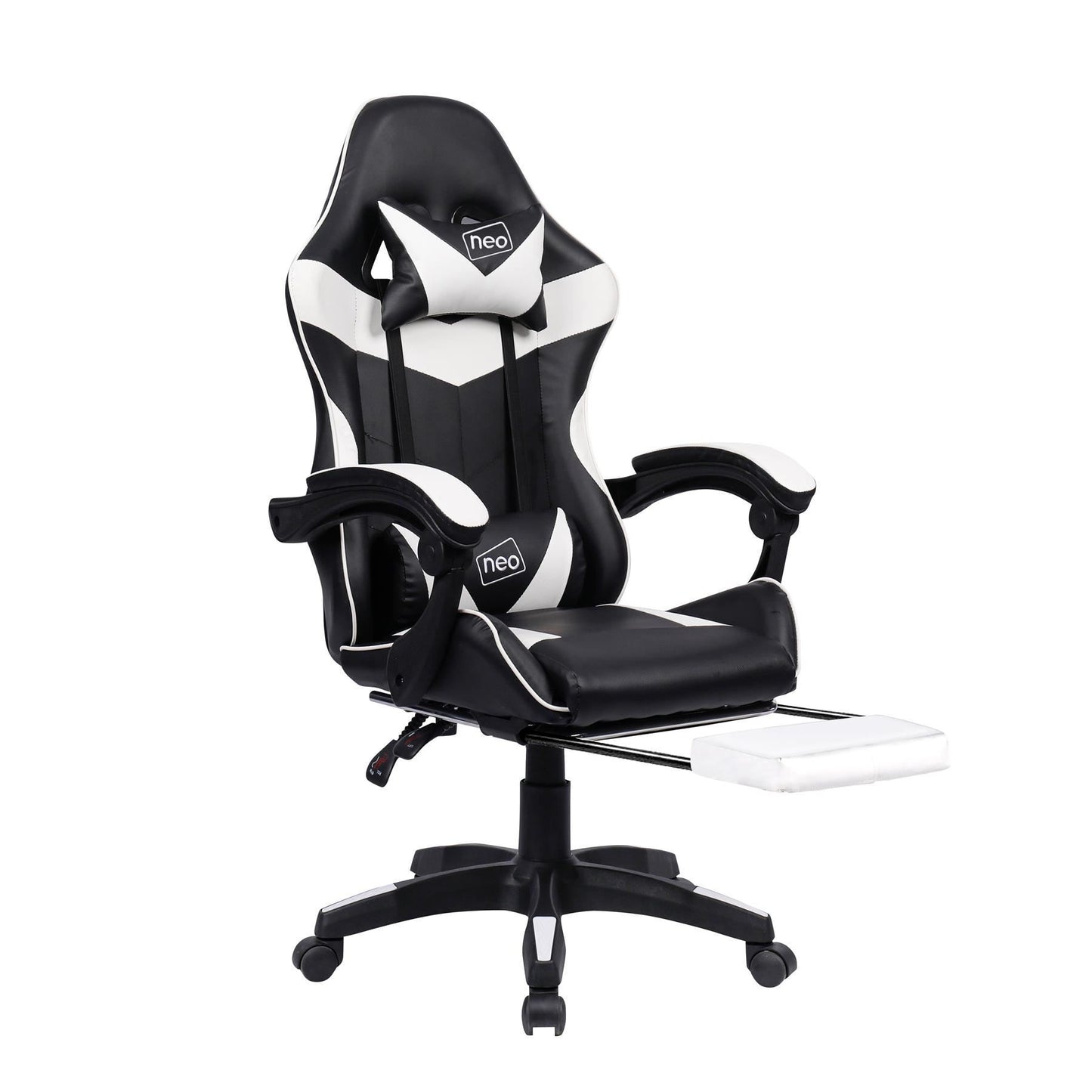 Leather Recliner Computer Gaming Office Chair With Footrest - White