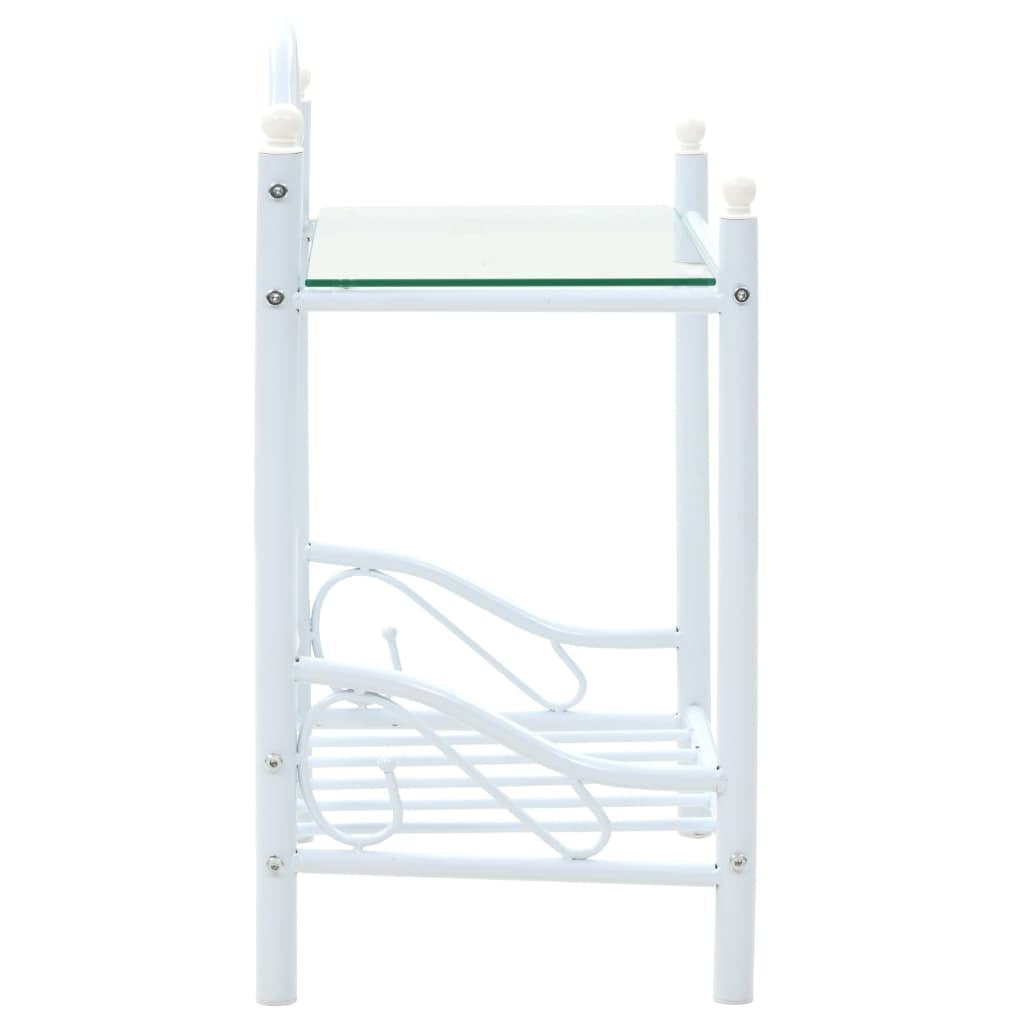 Bedside Tables 2pcs Steel and Tempered Glass 45x30.5x60cm White