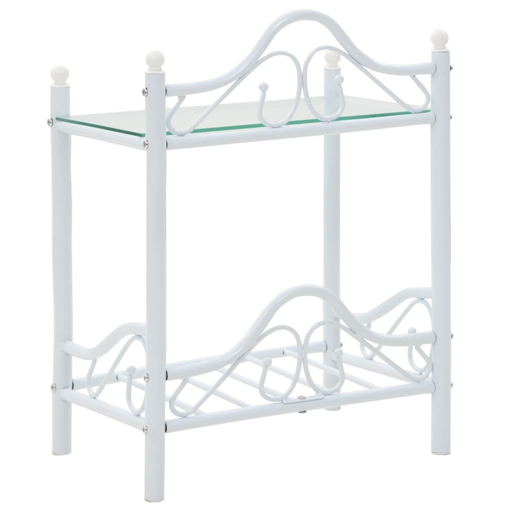 Bedside Tables 2pcs Steel and Tempered Glass 45x30.5x60cm White