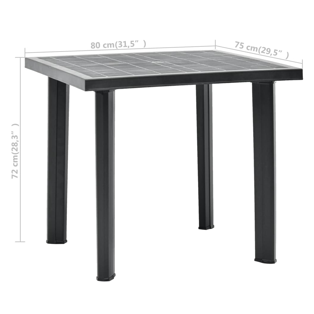 Garden Table Anthracite 80x75x72 cm Plastic