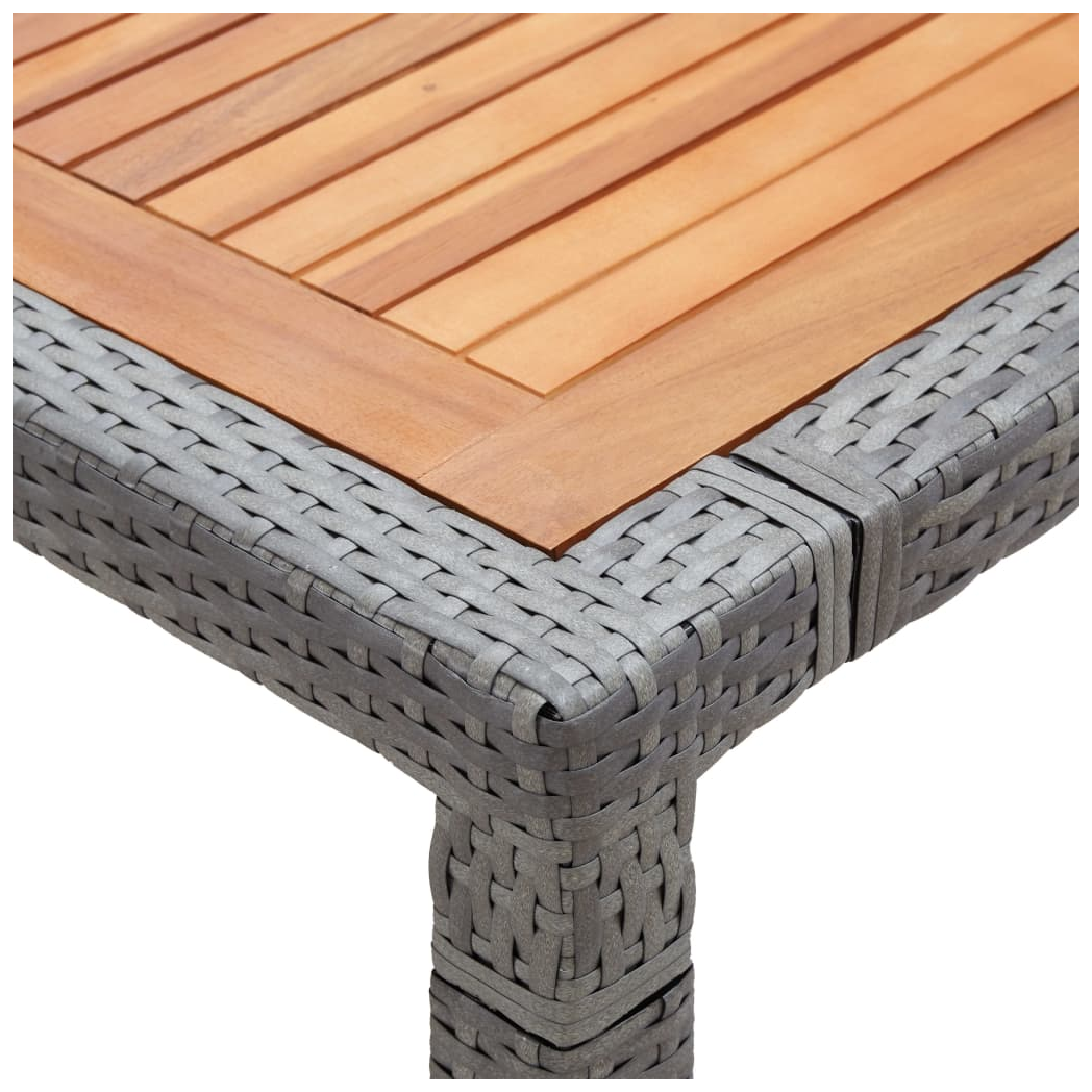 Garden Table Grey 200x150x74 cm Poly Rattan and Acacia Wood