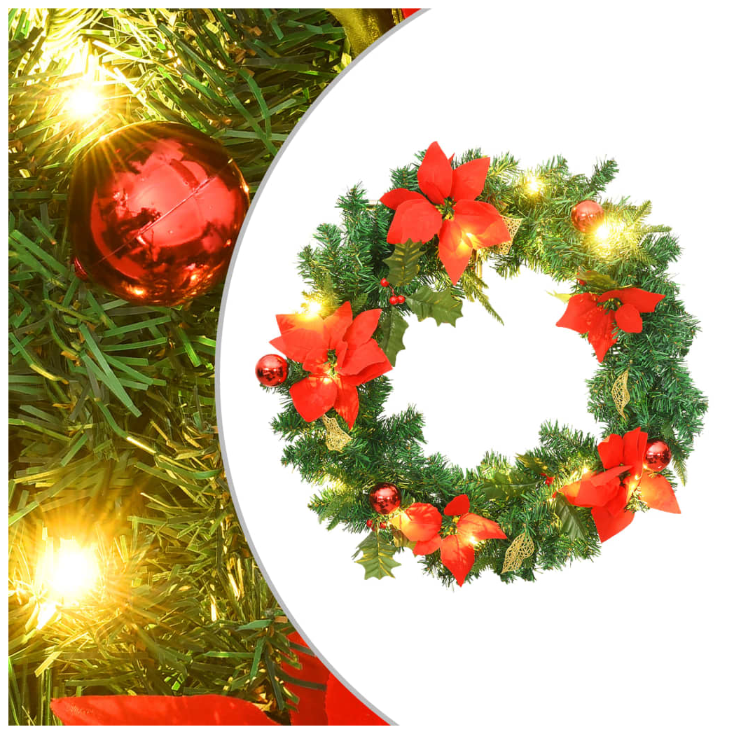 Christmas Wreath with LED Lights Green 60 cm PVC