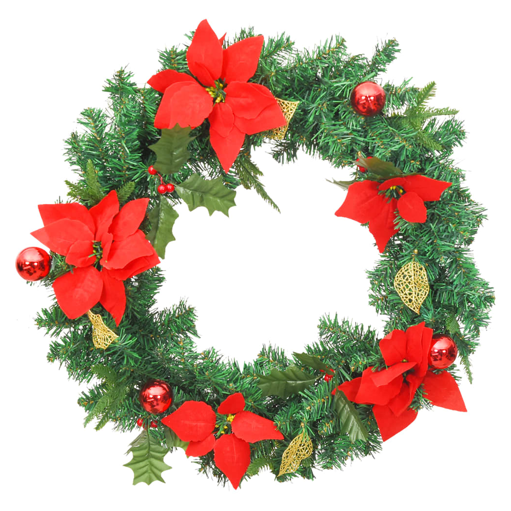 Christmas Wreath with LED Lights Green 60 cm PVC