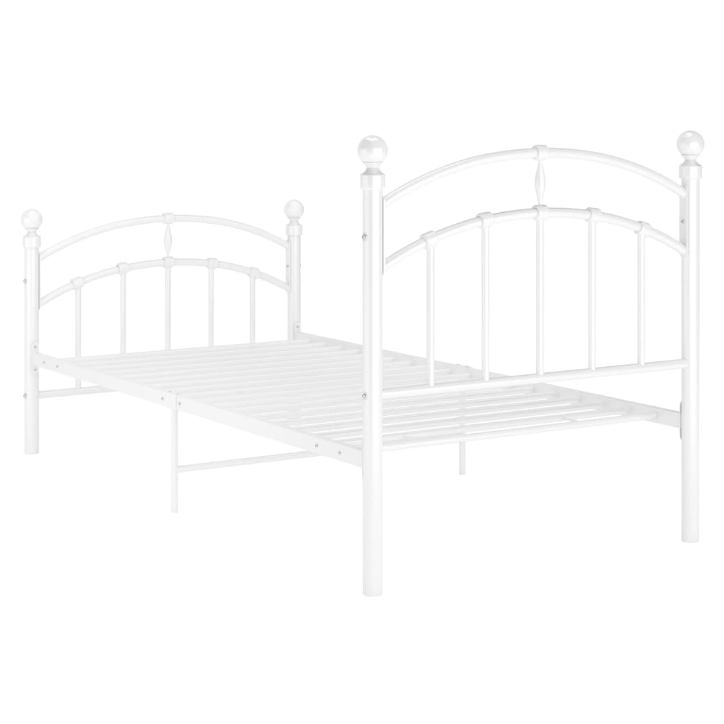 Bed Frame White Metal 100x200 cm