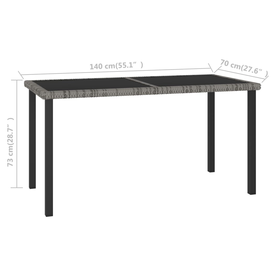 Garden Dining Table Grey 140x70x73 cm Poly Rattan