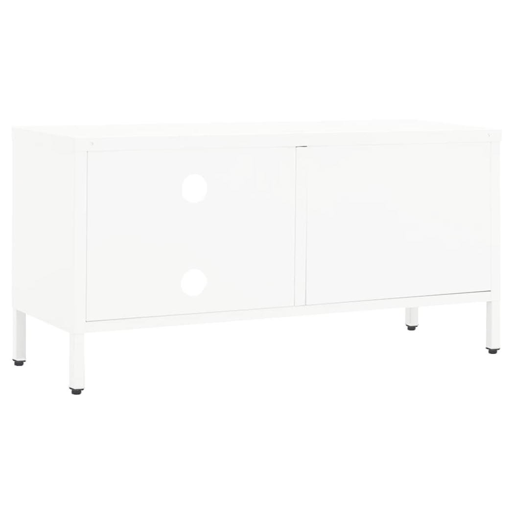 TV Cabinet White 90x30x44 cm Steel and Glass