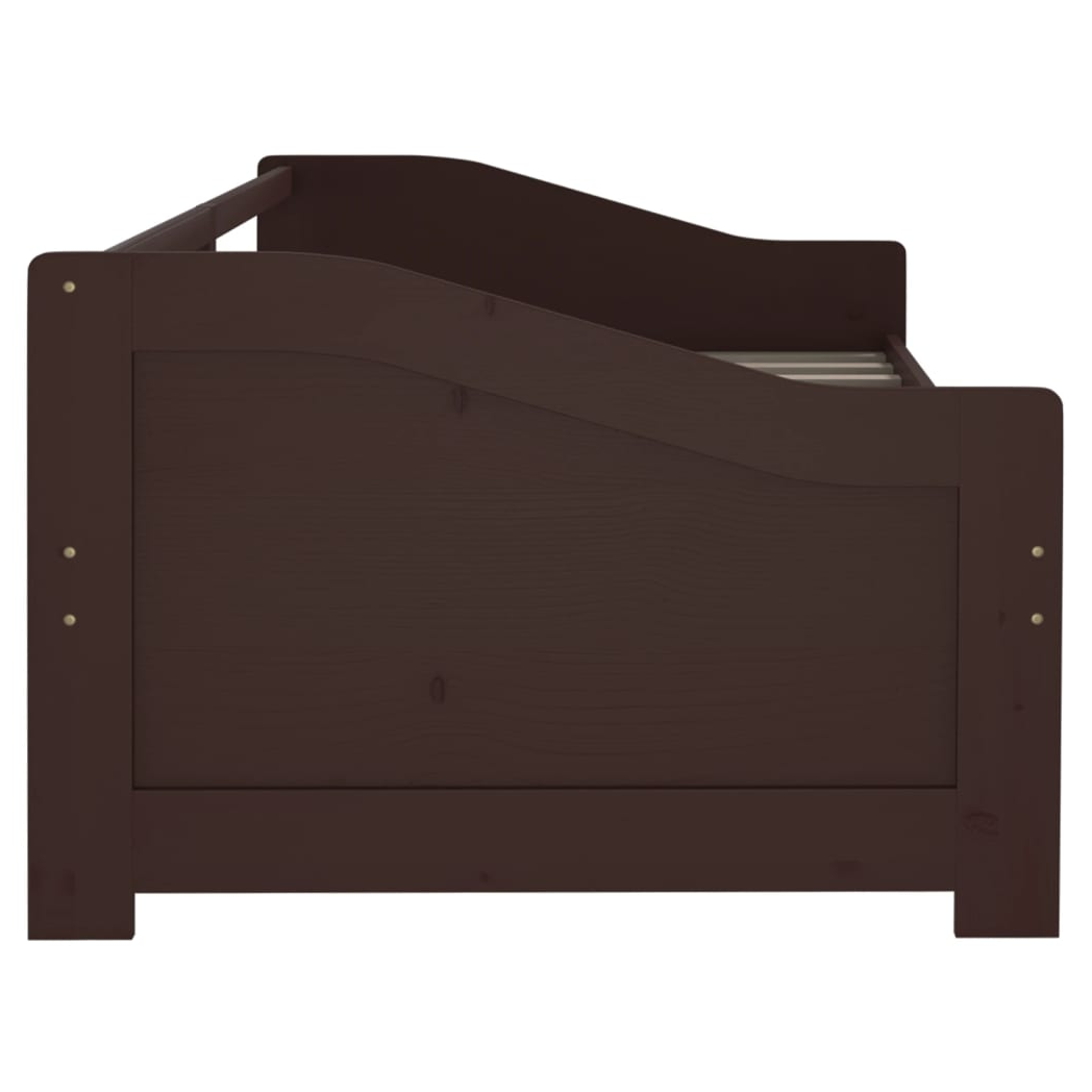 3-Seater Day Bed Dark Brown Solid Pinewood 90x200 cm