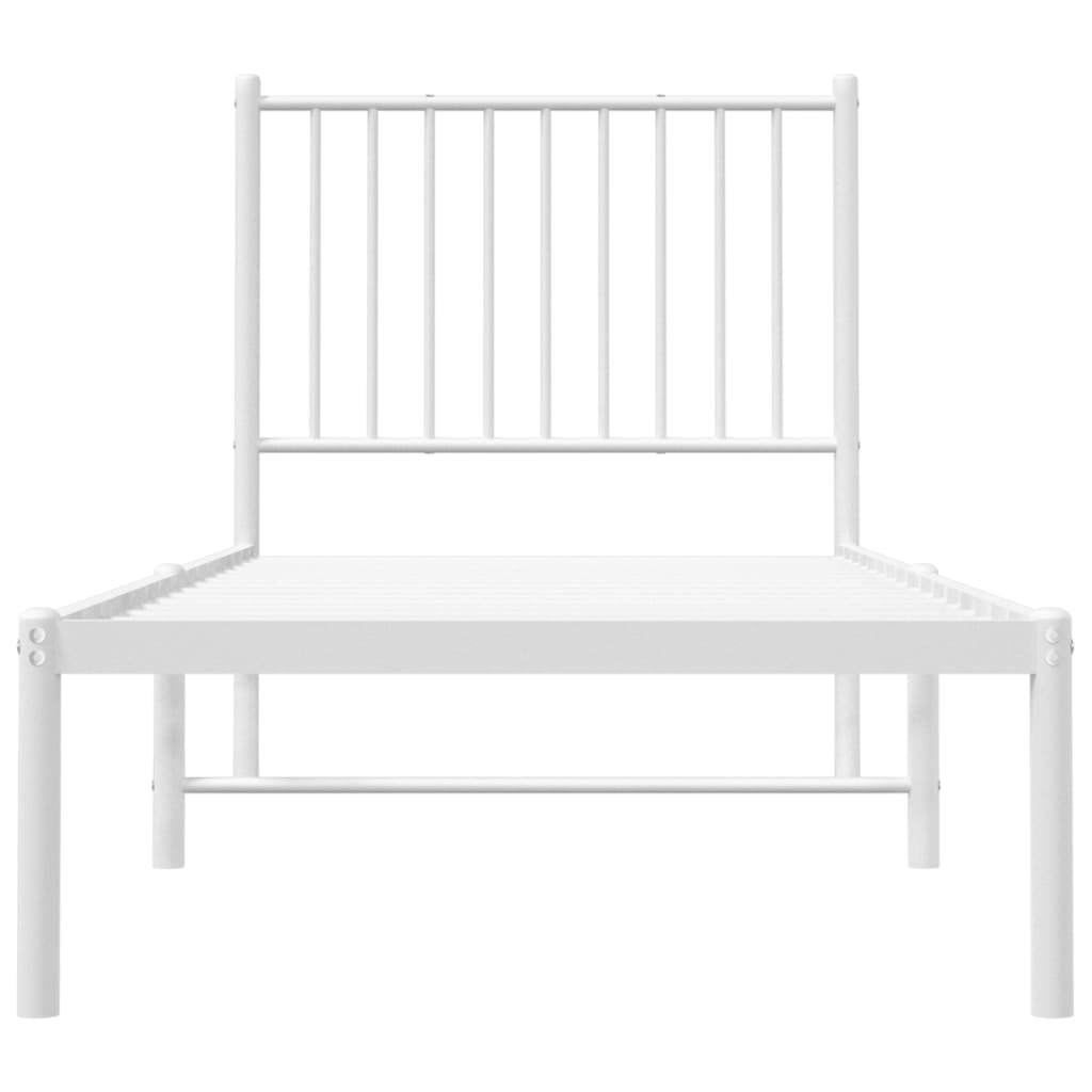 Metal Bed Frame with Headboard White 75x190 cm Small Single