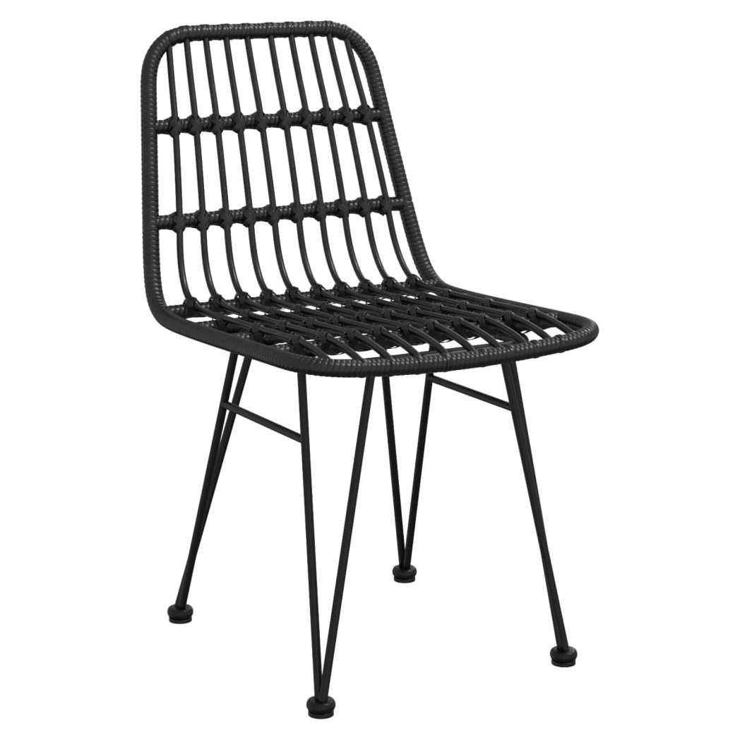 5 Piece Garden Dining Set Black Poly Rattan