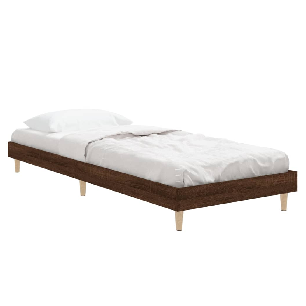 Bed Frame Brown Oak 75x190 cm Small Single Engineered Wood