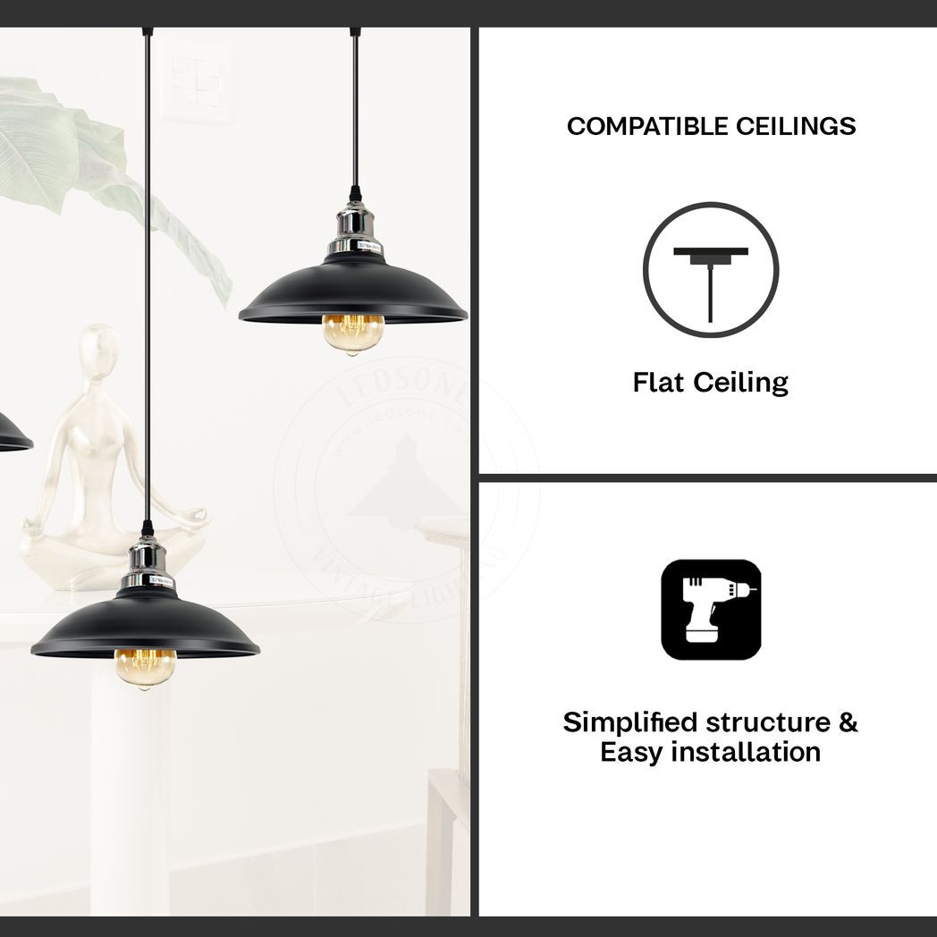 Industrial Vintage Kitchen Lights Chandelier Metal Shade Hanging E27 Pendant