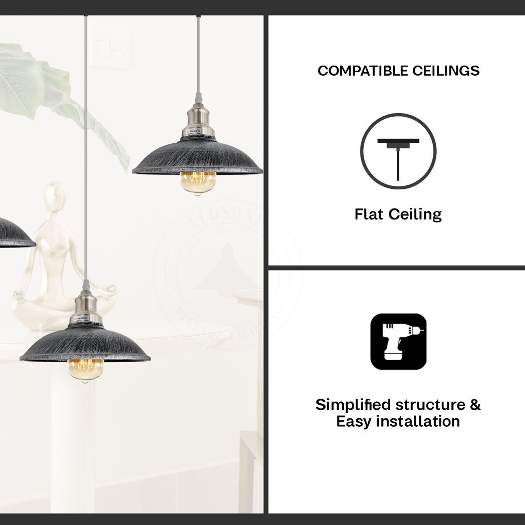 Industrial Vintage Kitchen Lights Chandelier Metal Shade Hanging E27 Pendant