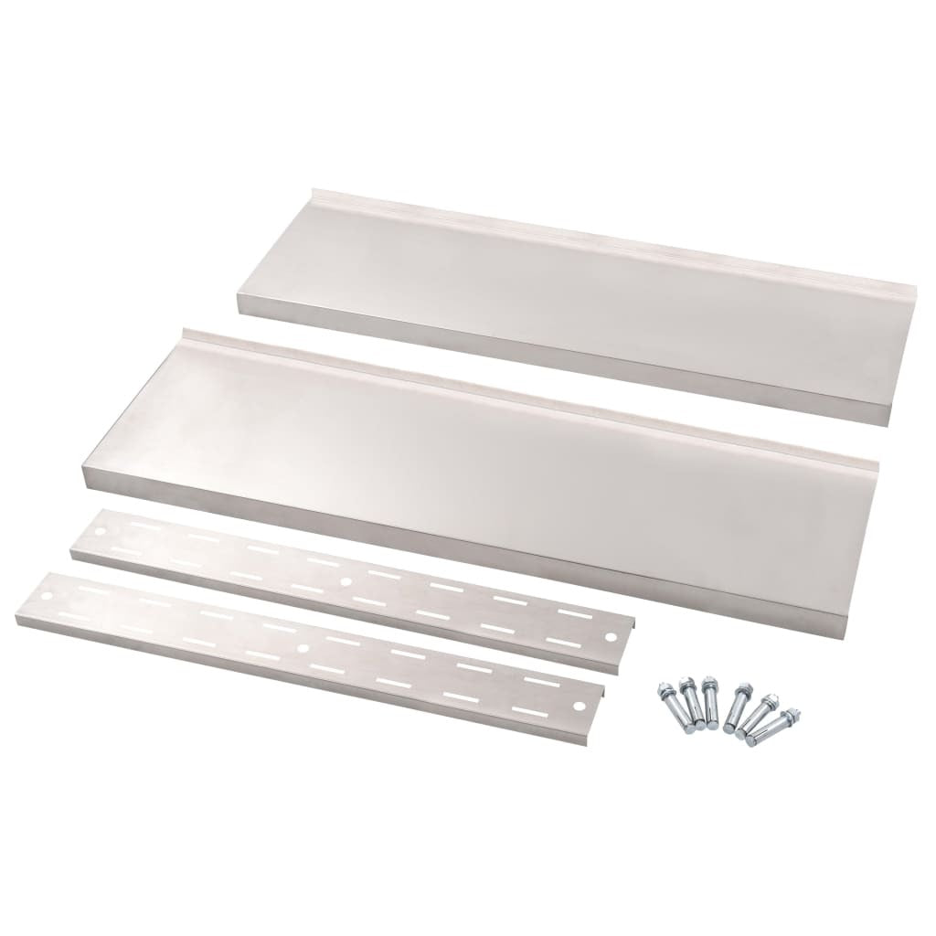 2-Tier Floating Wall Shelf Stainless Steel 100x30 cm