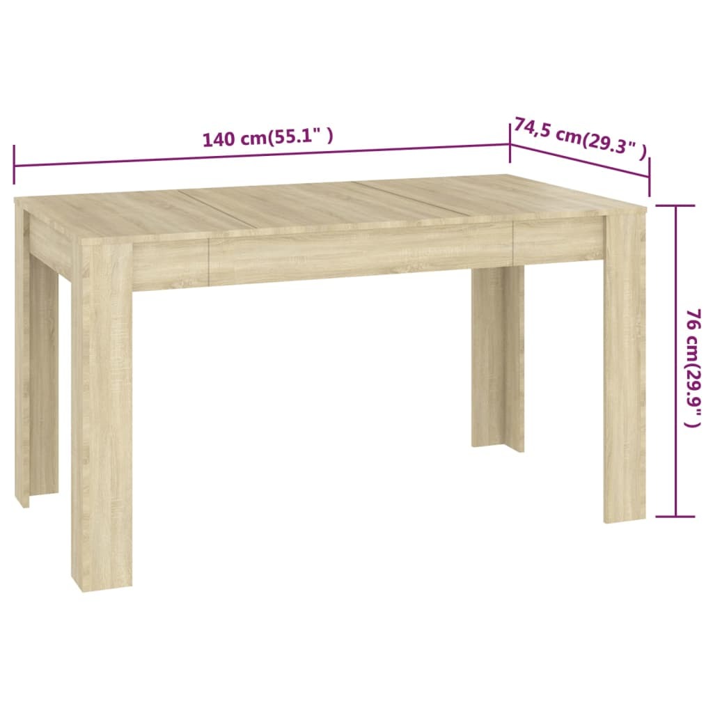 Dining Table Sonoma Oak 140x74.5x76 cm Engineered Wood