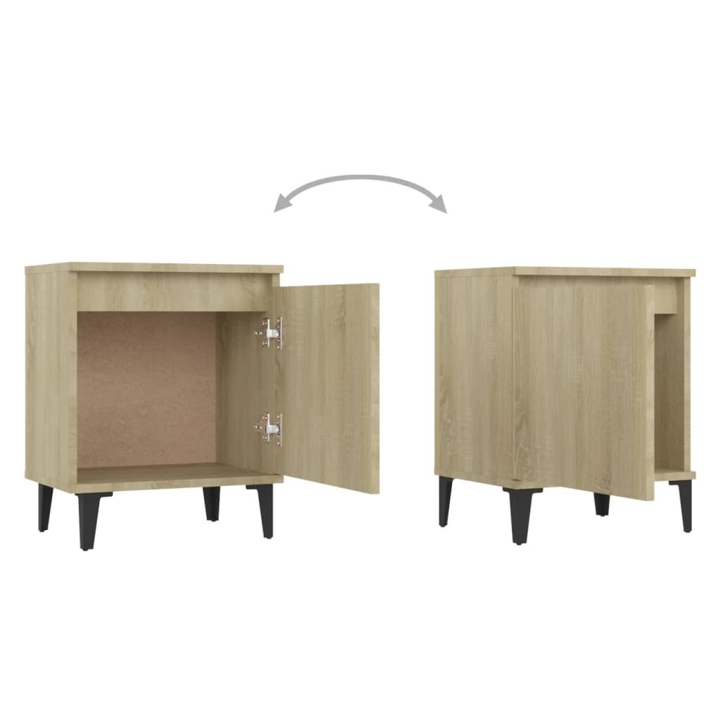Bed Cabinet with Metal Legs Sonoma Oak 40x30x50 cm