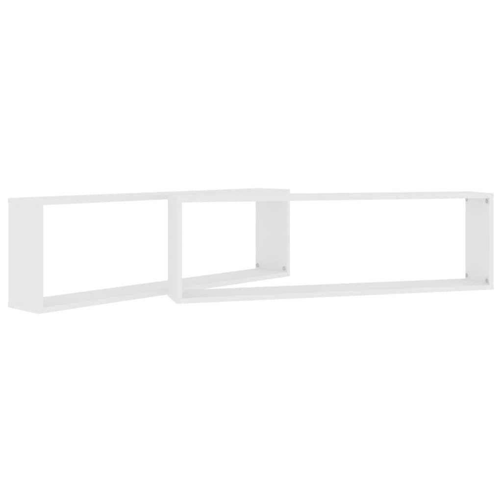 Wall Cube Shelf 2 pcs White 100x15x30 cm Engineered Wood