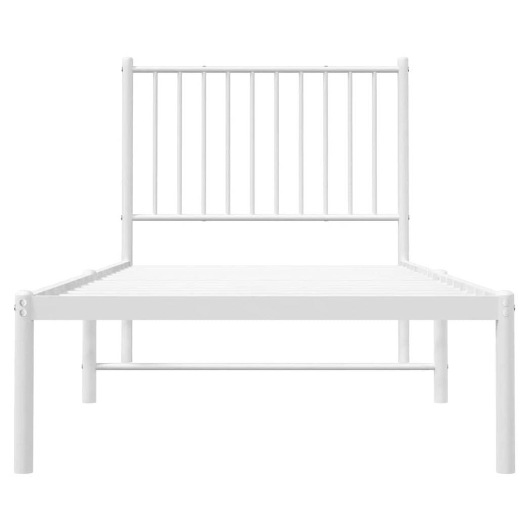 Metal Bed Frame with Headboard White 80x200 cm