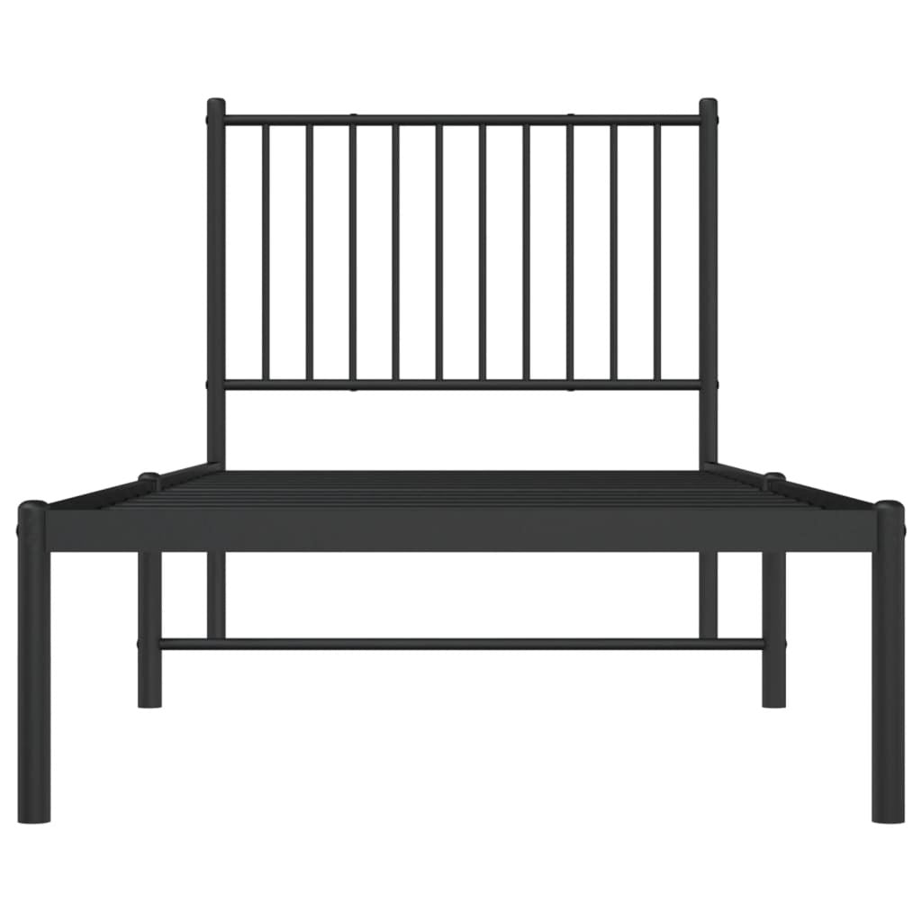 Metal Bed Frame with Headboard Black 80x200 cm