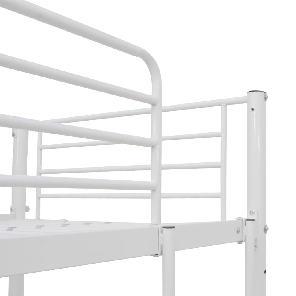 Bunk Bed with Table Frame White Metal 90x200 cm