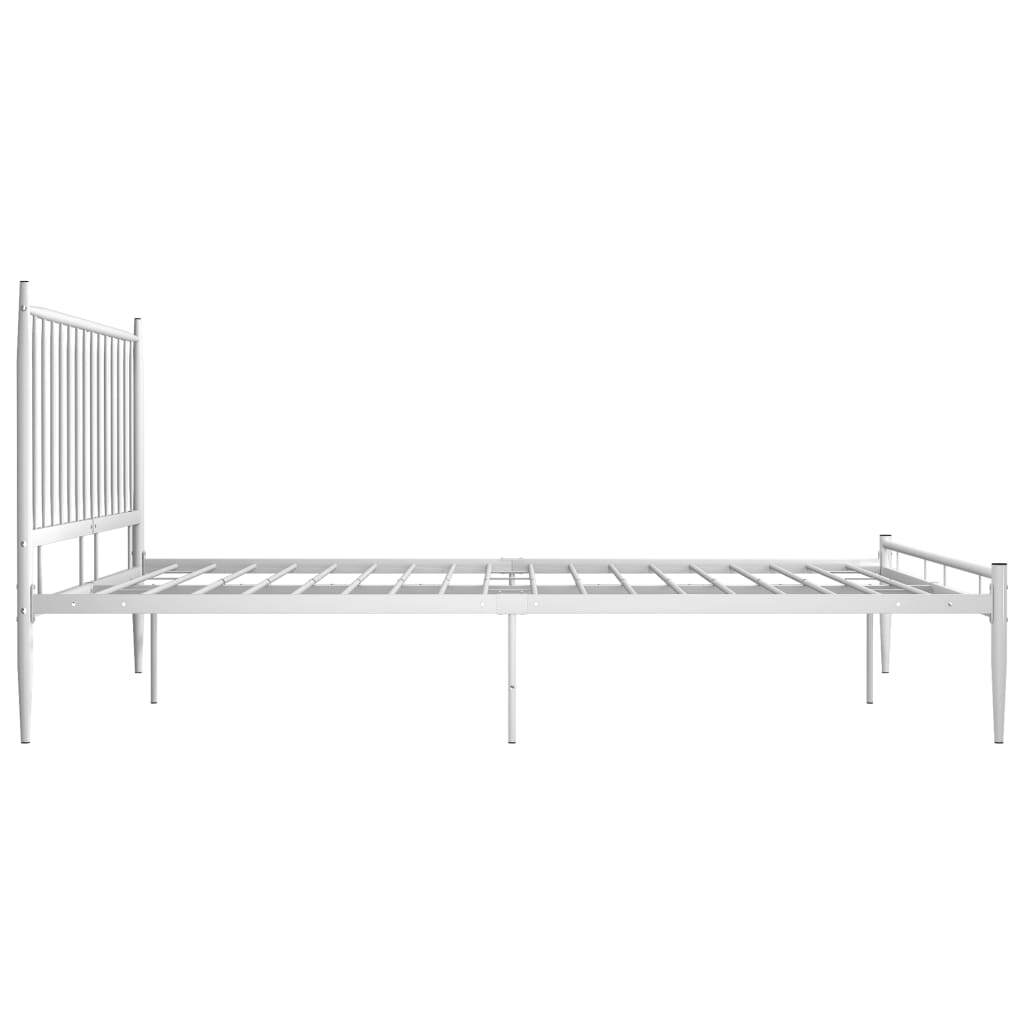 Bed Frame White Metal 200x200 cm