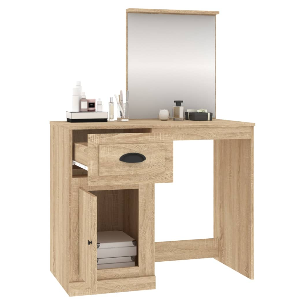 Dressing Table with Mirror Sonoma Oak 90x50x132.5 cm Engineered Wood