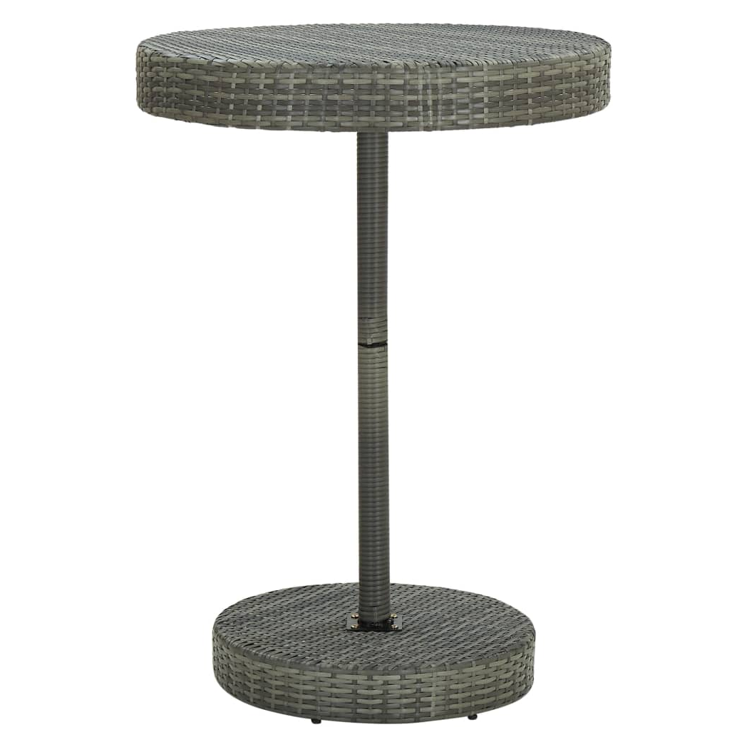 5 Piece Garden Bar Set Grey Poly Rattan&Solid Wood Acacia